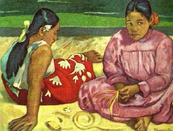 Paul Gauguin kvinnor pa stranden France oil painting art